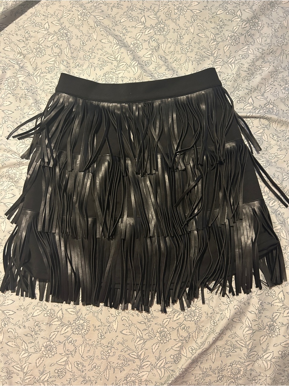 Black Fringe Mini Skirt - Women NWOT